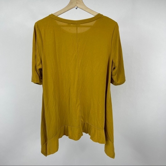 LOGO by Lori Goldstein Mustard Asymmetrical Tee - Picture 7 of 9